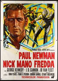 4a519 COOL HAND LUKE Italian 2p '67 Paul Newman prison escape classic, different art by Brini!