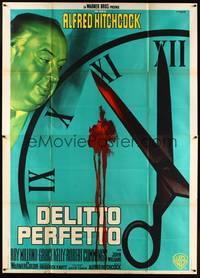 4a525 DIAL M FOR MURDER Italian 2p R66 different art of Hitchcock & scissor clock by Nistri!