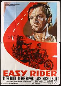 4a534 EASY RIDER Italian 2p R70s different art of Peter Fonda, Dennis Hopper & huge Jack Nicholson!