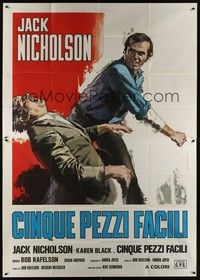 4a540 FIVE EASY PIECES Italian 2p R77 different art of Jack Nicholson, directed by Bob Rafelson!