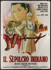 4a556 INDIAN TOMB Italian 2p R1970s Fritz Lang's Das indische Grabmal, art of sexy Debra Paget