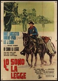 4a566 LAWMAN Italian 2p '71 different art of Burt Lancaster on horse, directed by Michael Winner!