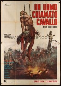 4a573 MAN CALLED HORSE Italian 2p '70 different art of Richard Harris by Averardo Ciriello!