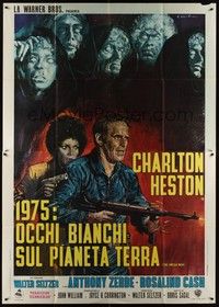 4a580 OMEGA MAN Italian 2p '71 Charlton Heston is the last man alive, different Ciriello art!