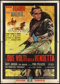 4a581 ONE EYED JACKS Italian 2p '61 art of star & director Marlon Brando with gun by Enzo Nistri!