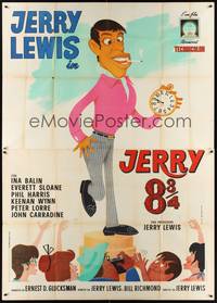4a585 PATSY Italian 2p '64 wacky different art of smoking Jerry Lewis holding clock by C. Tim!