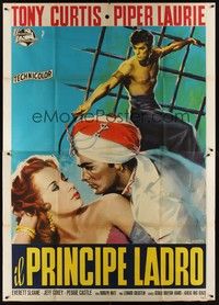4a589 PRINCE WHO WAS A THIEF Italian 2p '51 different art of Curtis & Piper Laurie by Deamicis!