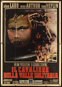 4a594 SHANE Italian 2p R56 most classic western, art of Alan Ladd & Brandon De Wilde by E. Brini!