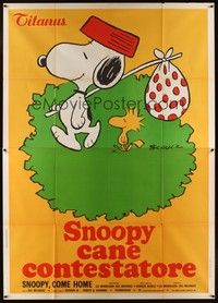 4a596 SNOOPY COME HOME Italian 2p '72 different Charles M. Schulz art of Snoopy & Woodstock!