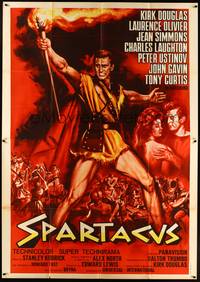 4a597 SPARTACUS Italian 2p '62 classic Stanley Kubrick & Kirk Douglas epic, different art!