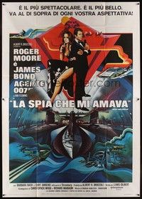 4a599 SPY WHO LOVED ME Italian 2p '77 great art of Roger Moore as James Bond 007 NOT by Bob Peak!