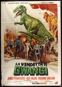 4a611 VALLEY OF GWANGI Italian 2p '69 Ray Harryhausen, different dinosaur art by P. Franco!