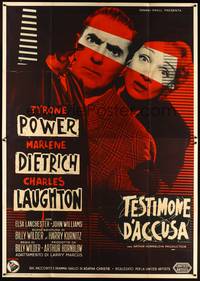 4a617 WITNESS FOR THE PROSECUTION Italian 2p '58 Billy Wilder, Power, Dietrich, cool & different!