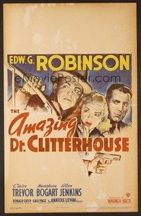 4a011 AMAZING DR. CLITTERHOUSE WC '38 art of Edward G. Robinson, Humphrey Bogart & Claire Trevor!