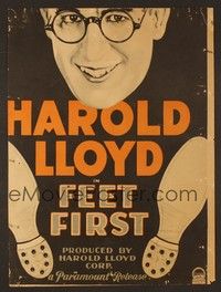 4a055 FEET FIRST WC '30 Harold Lloyd gets stuck on top of a skyscraper & must find a way down!