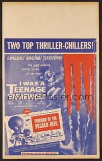 4a071 I WAS A TEENAGE WEREWOLF/INVASION OF SAUCER-MEN Benton WC '57 two top AIP thriller-chillers!