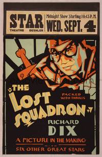4a087 LOST SQUADRON local theater WC '32 great deco art of pilot Richard Dix & airplane!