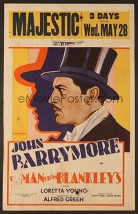 4a090 MAN FROM BLANKLEY'S WC '30 art of John Barrymore, who is a drunk who crashes a fancy party!