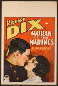 4a101 MORAN OF THE MARINES WC '28 great romantic artwork of soldier Richard Dix & Ruth Elder!