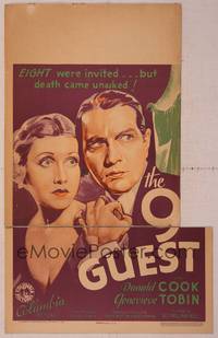 4a108 NINTH GUEST WC '34 great close up art of Donald Cook holding scared Genevieve Tobin!
