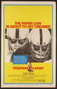 4a114 PAPER LION WC '68 great close up of Alan Alda as football player George Plimpton!