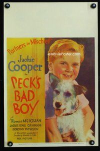 4a116 PECK'S BAD BOY WC '34 wonderful image Jackie Cooper and his canine dog partner in mischief!