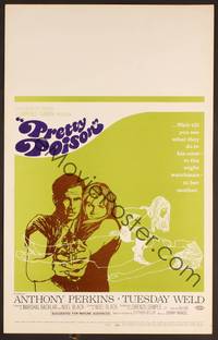 4a119 PRETTY POISON WC '68 cool artwork of psycho Anthony Perkins & crazy Tuesday Weld!