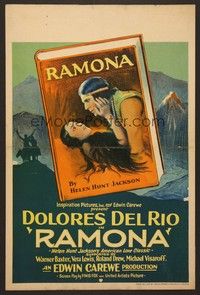 4a122 RAMONA WC '28 stone litho of Dolores Del Rio & Native American Indian Warner Baxter!
