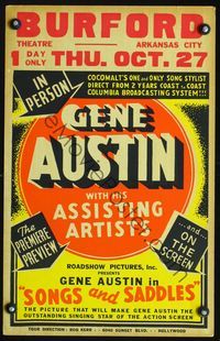 4a150 SONGS & SADDLES WC '38 country music singer Gene Austin in person along with movie!