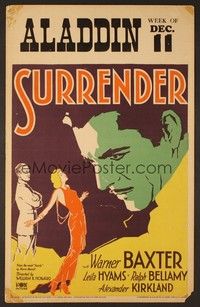 4a159 SURRENDER WC '31 art of Warner Baxter looming over sexy Leila Hyams!