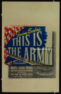 4a166 THIS IS THE ARMY WC '43 Irving Berlin musical, Lt. Ronald Reagan, cool patriotic design!