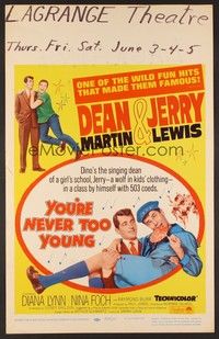 4a194 YOU'RE NEVER TOO YOUNG WC R64 great image of Dean Martin carrying wacky Jerry Lewis!