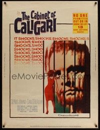 4b555 CABINET OF CALIGARI 30x40 '62 written by Robert Bloch, it shocks the unshockables!