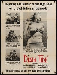 4b558 DEATH TIDE 30x40 '54 hi-jacking & murder on the high seas, sexy cheesecake photos!
