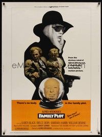 4b562 FAMILY PLOT 30x40 '76 from the mind of devious Alfred Hitchcock, Karen Black, Bruce Dern!