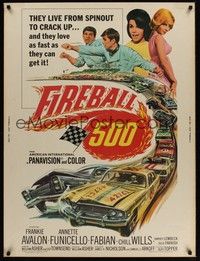 4b563 FIREBALL 500 30x40 '66 race car driver Frankie Avalon & sexy Annette Funicello!