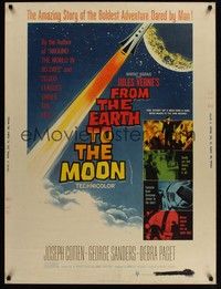 4b568 FROM THE EARTH TO THE MOON 30x40 '58 Jules Verne's boldest adventure dared by man!