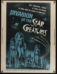 4b573 INVASION OF THE STAR CREATURES 30x40 '62 AIP, beautiful, blood of monsters in their veins!