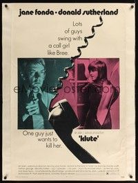 4b574 KLUTE 30x40 '71 Donald Sutherland helps intended murder victim & call girl Jane Fonda!
