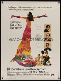4b578 MAHOGANY 30x40 '75 cool art of Diana Ross, Billy Dee Williams, Anthony Perkins, Aumont!