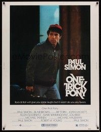 4b587 ONE TRICK PONY 30x40 '80 great c/u of Paul Simon holding guitar in case, rock & roll!