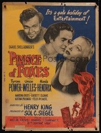 4b589 PRINCE OF FOXES silkscreen 30x40 '49 Orson Welles, Tyrone Power, pretty Wanda Hendrix!
