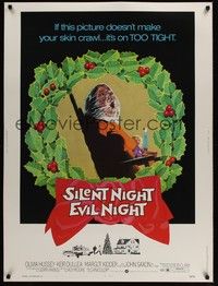 4b596 SILENT NIGHT EVIL NIGHT 30x40 '74 this gruesome image will surely make your skin crawl!