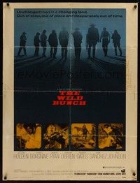 4b611 WILD BUNCH 30x40 '69 Sam Peckinpah cowboy classic, William Holden & Ernest Borgnine!