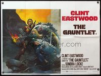 4b348 GAUNTLET British quad '77 great art of Clint Eastwood & Sondra Locke by Frank Frazetta!