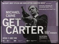 4b349 GET CARTER advance British quad R99 cool image of Michael Caine with shotgun!