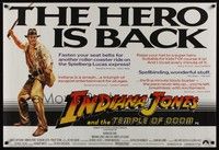 4b365 INDIANA JONES & THE TEMPLE OF DOOM British quad '84 full-length art of Harrison Ford!
