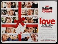 4b383 LOVE ACTUALLY advance DS British quad '03 Hugh Grant, Colin Firth, Liam Neeson!