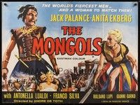 4b390 MONGOLS British quad '62 Jack Palance menaces Anita Ekberg!