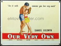4b396 OUR VERY OWN British quad '50 different art of Ann Blyth kissing Farley Granger by Kay!